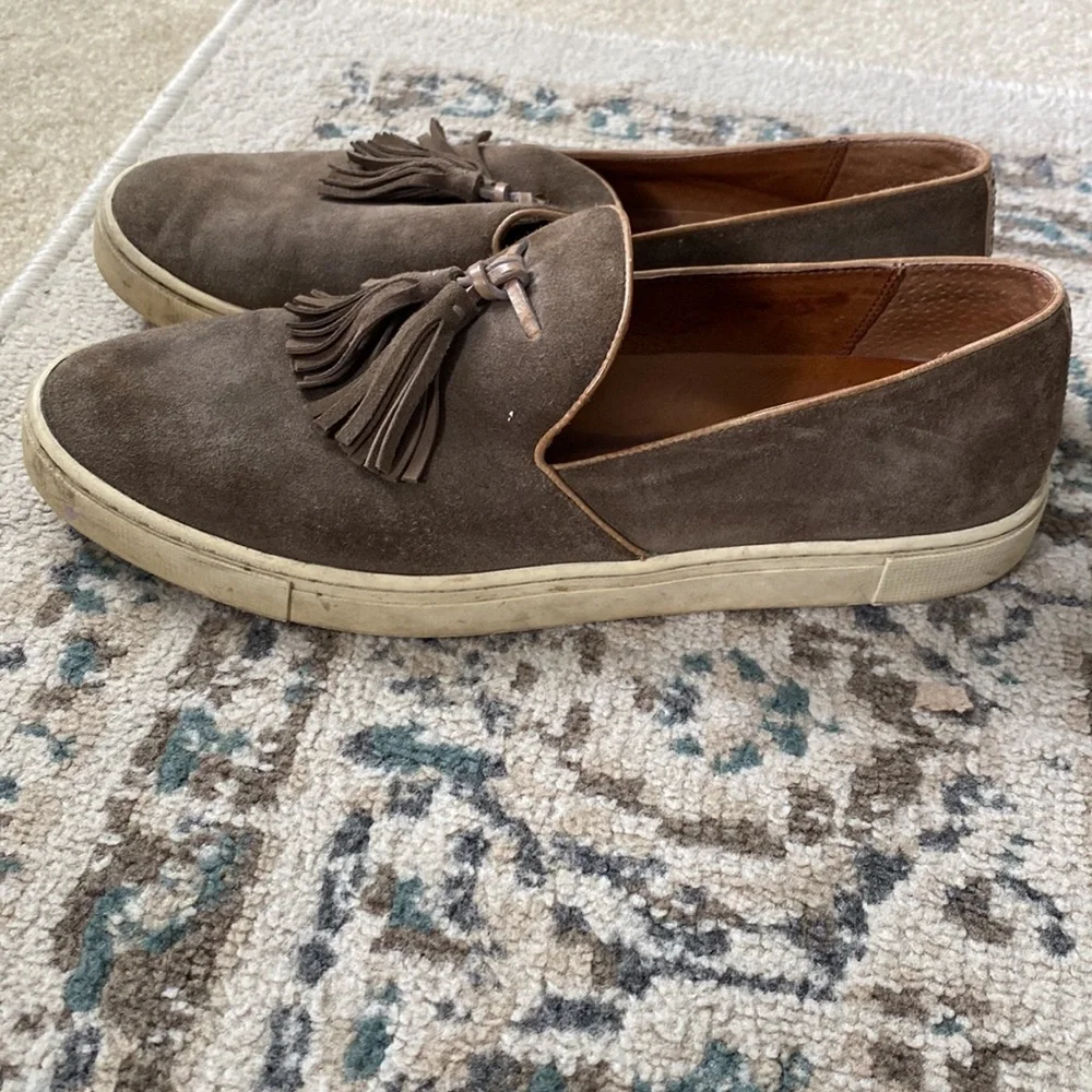 Frye Brown Suede Tassel Slip-On Sneakers